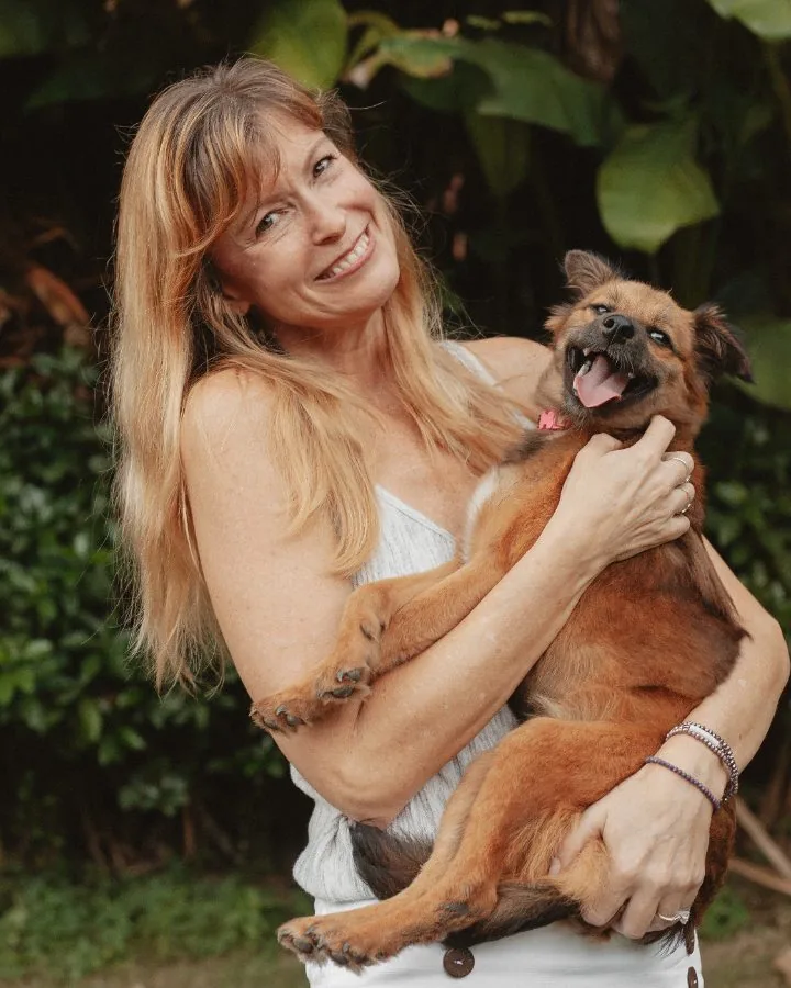 A student with a rescue dog