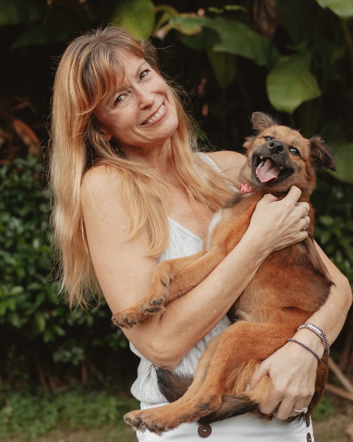 A student with a rescue dog