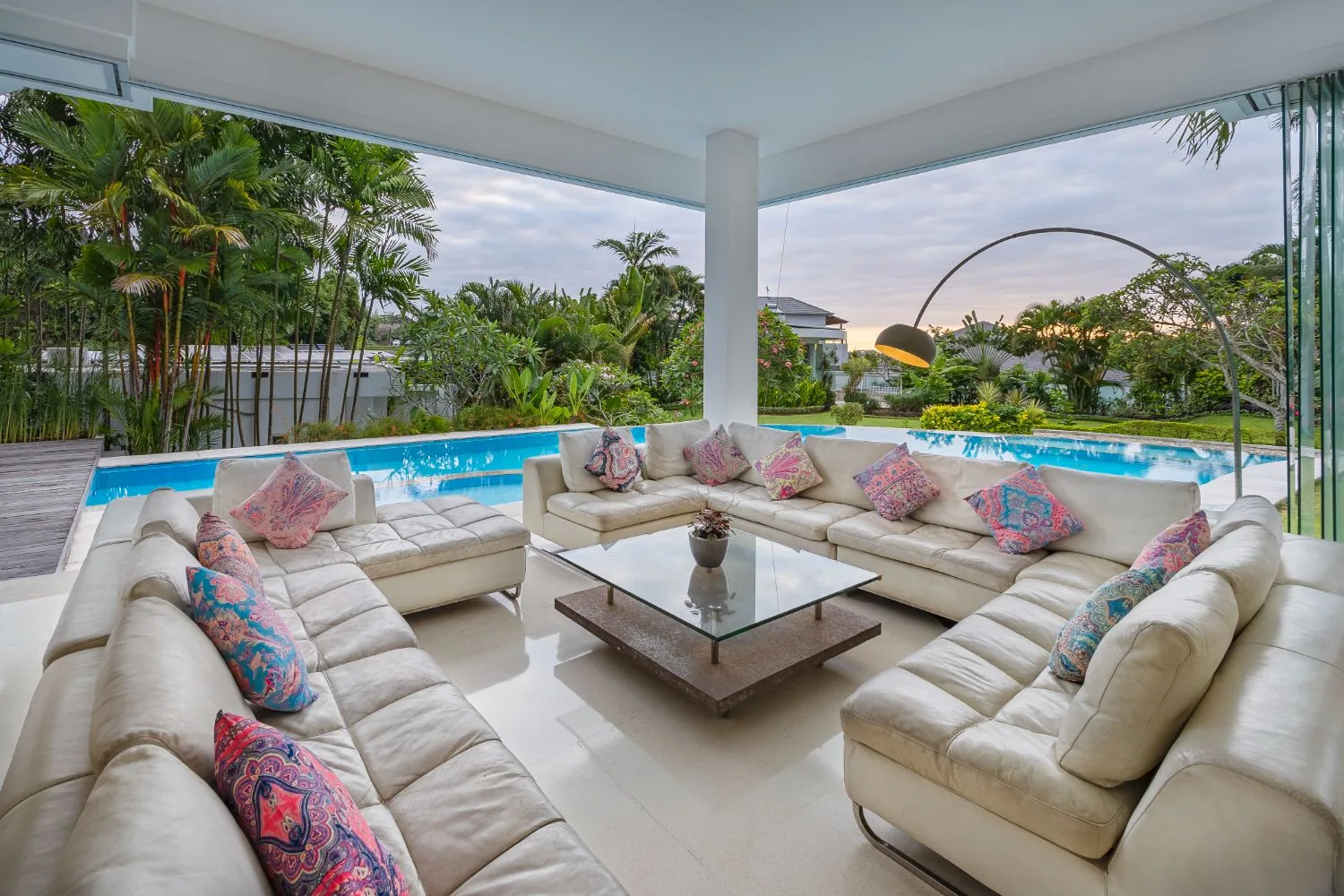 The pool table and open kitchen
