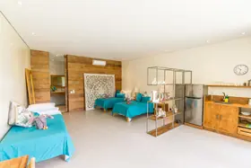 Shared triple room with private bathroom, kitchenette and balcony